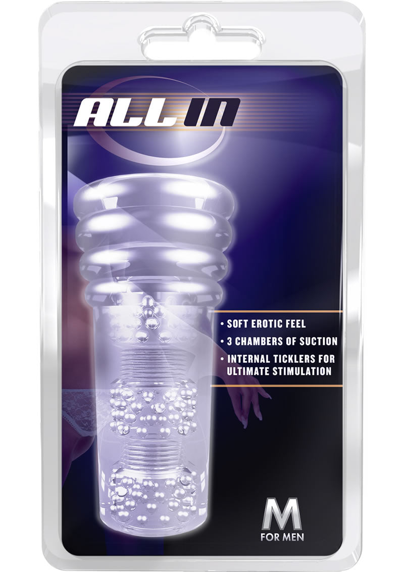 Masturbador de manga M For Men All In Stroke con estimuladores transparentes de 6 pulgadas