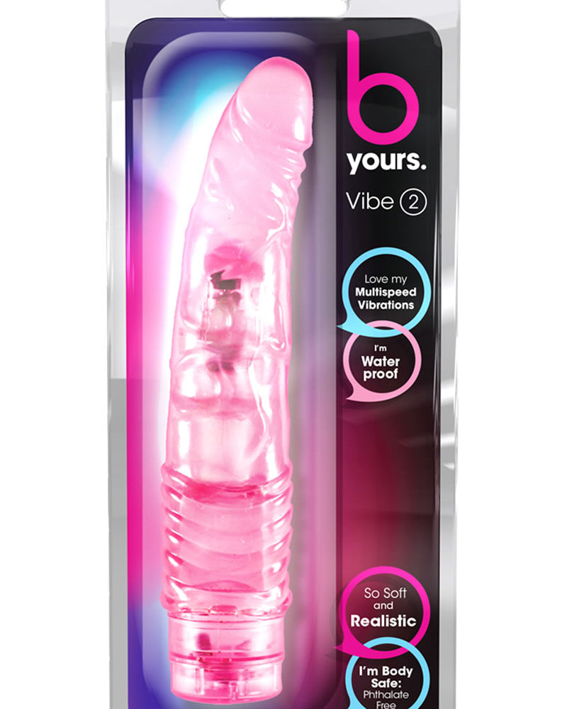B Yours Vibe 02 Realistic Jelly Vibrator Waterproof Pink 9 Inch