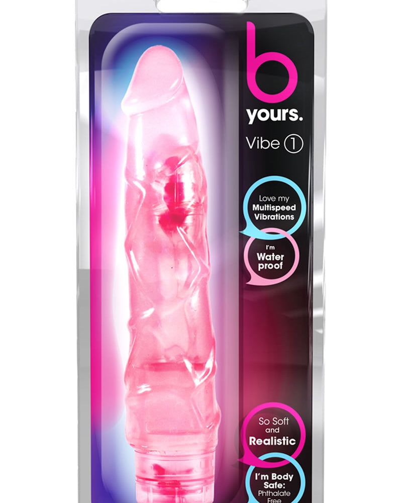 B Yours Vibe 01 Realistic Jelly Vibrator Waterproof Pink 9 Inch