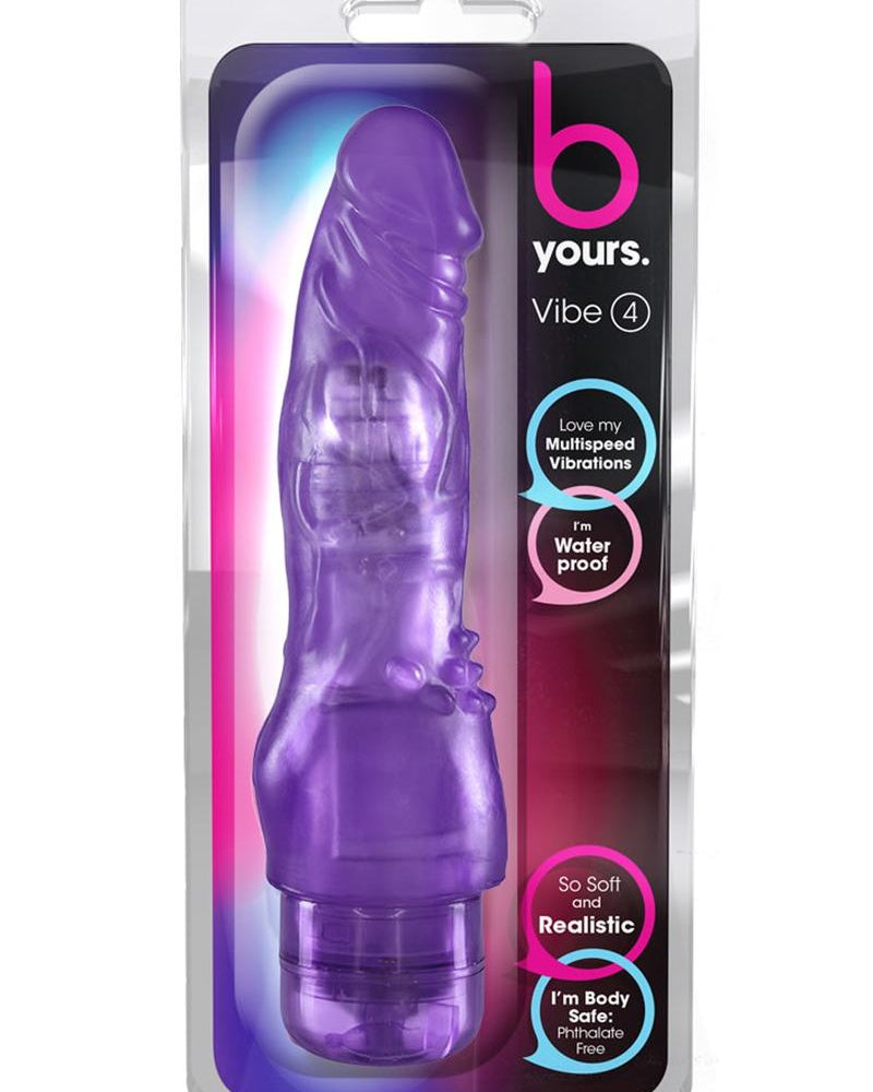 B Yours Vibe 04 Realistic Jelly Vibrator Waterproof Purple 8 Inch
