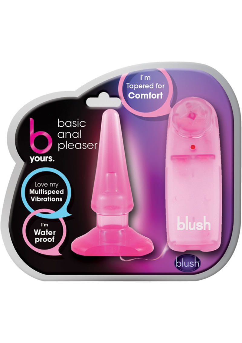 Plug anal vibrador B Yours Basic Anal Pleasure resistente al agua de 4,5 pulgadas, color rosa