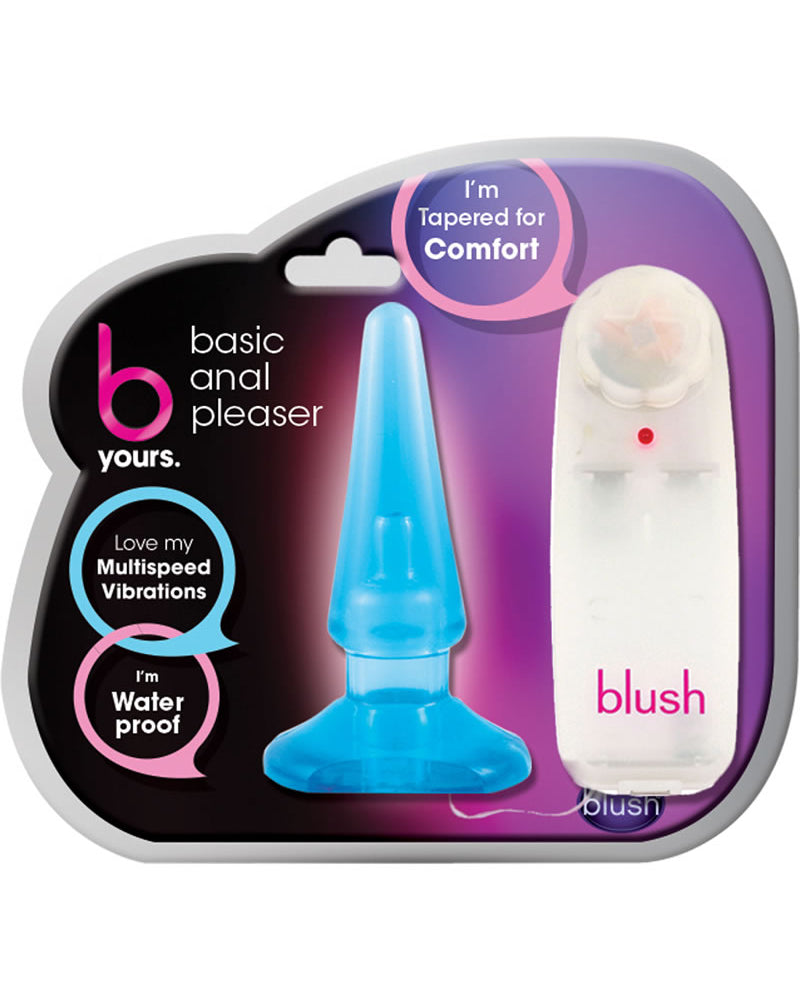 B Yours Basic Anal Pleasure Vibrating Anal Plug Waterproof 4.5 Inch Blue