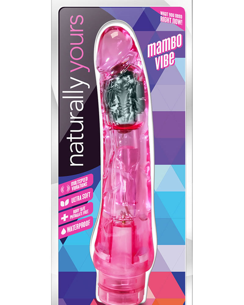 Naturally Yours Mambo Vibe Jelly Realistic Vibrator Waterproof Pink 9 Inch