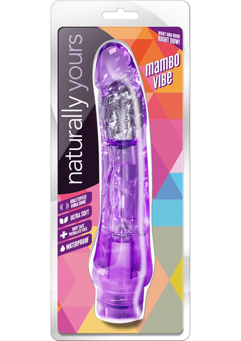 Vibrador realista Naturally Yours Mambo Vibe Jelly de 9 pulgadas, color morado, resistente al agua