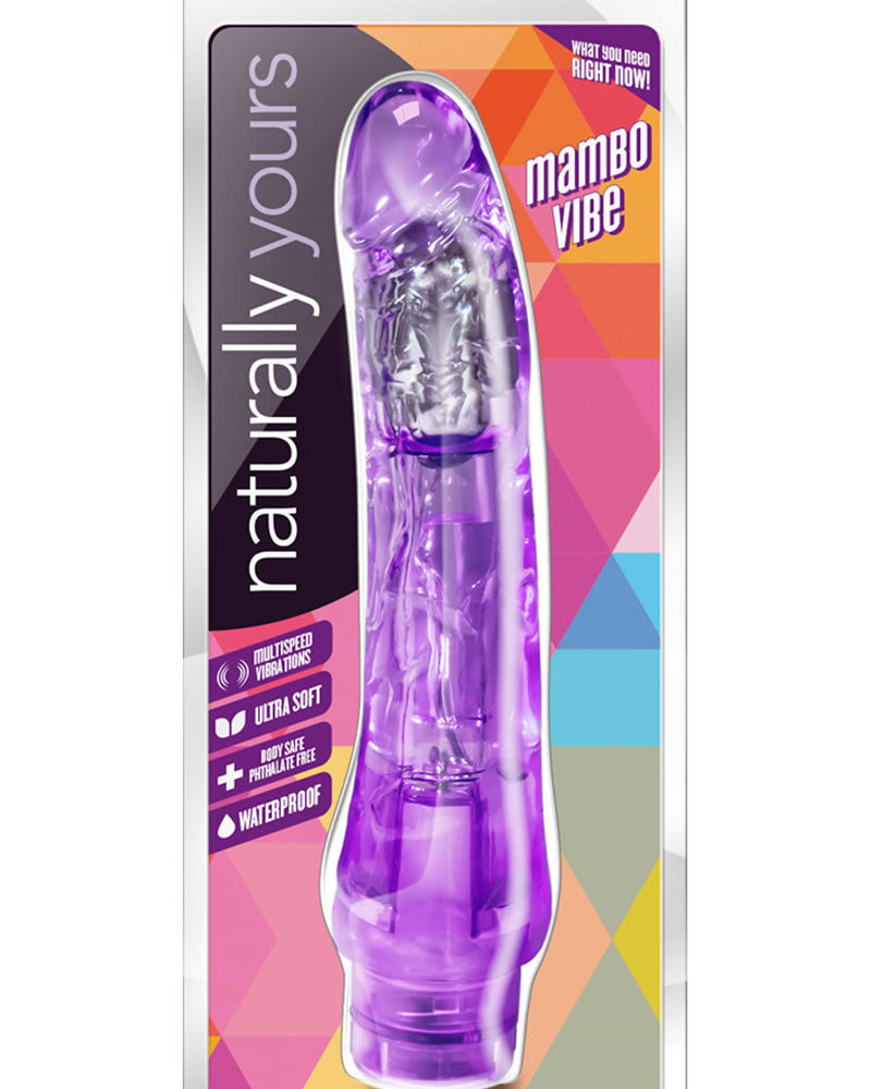 Naturally Yours Mambo Vibe Jelly Realistic Vibrator Waterproof Purple 9 Inch
