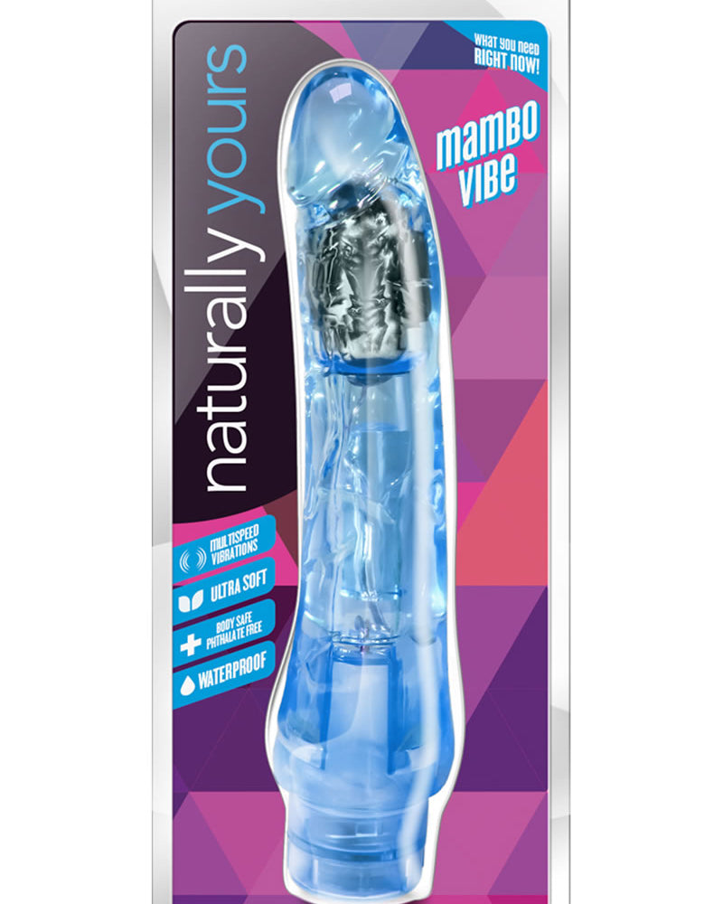 Naturally Yours Mambo Vibe Jelly Realistic Vibrator Waterproof Blue 9 Inch