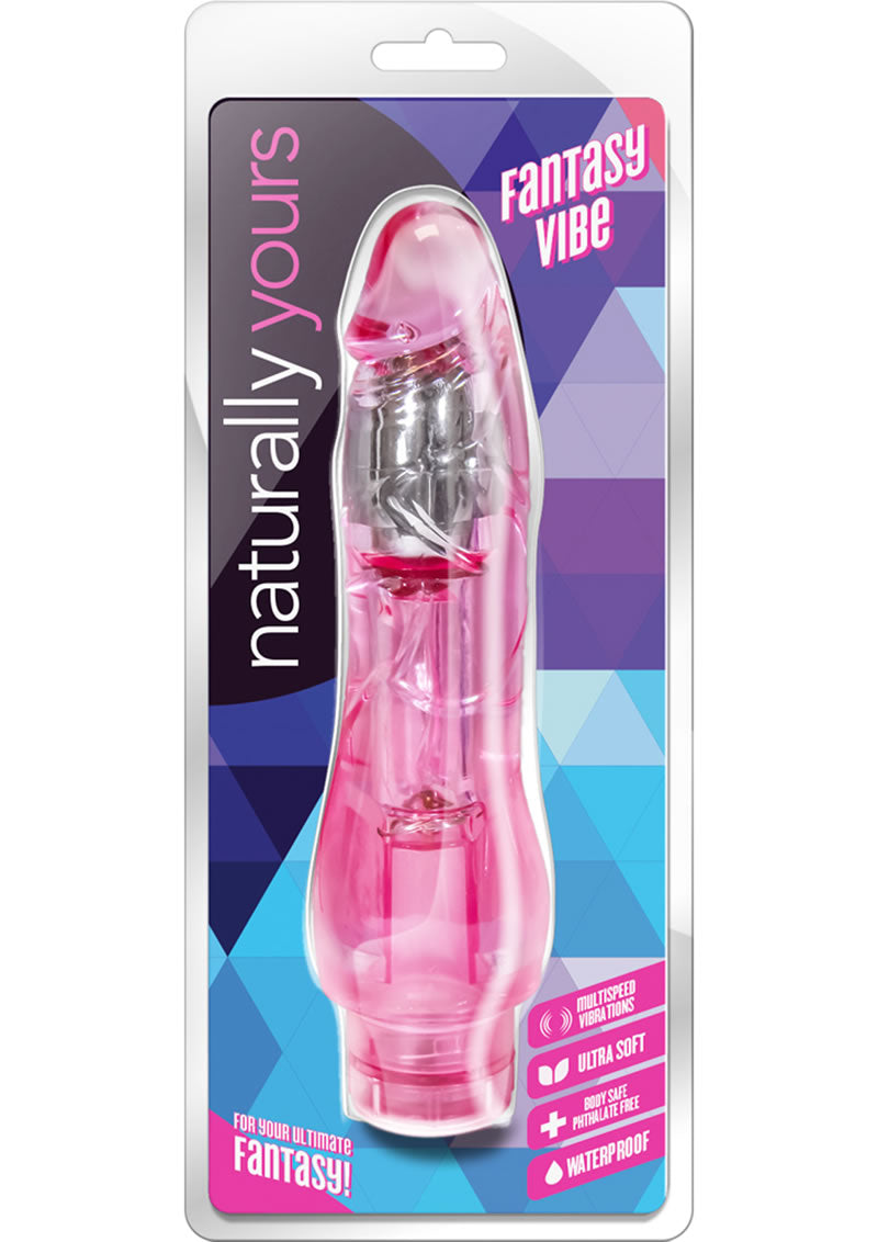 Naturally Yours Fantasy Vibe Realistic Vibrator Waterproof Pink 8.5 Inch