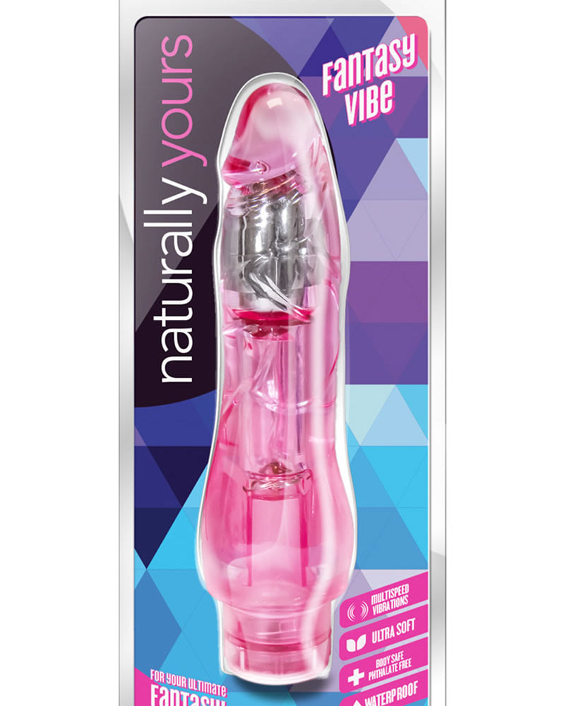 Naturally Yours Fantasy Vibe Realistic Vibrator Waterproof Pink 8.5 Inch