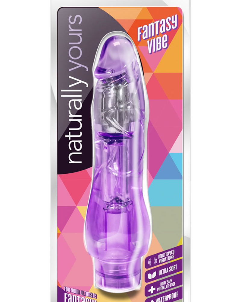 Naturally Yours Fantasy Vibe Jelly Realistic Vibrator Waterproof Purple 8.5 Inch