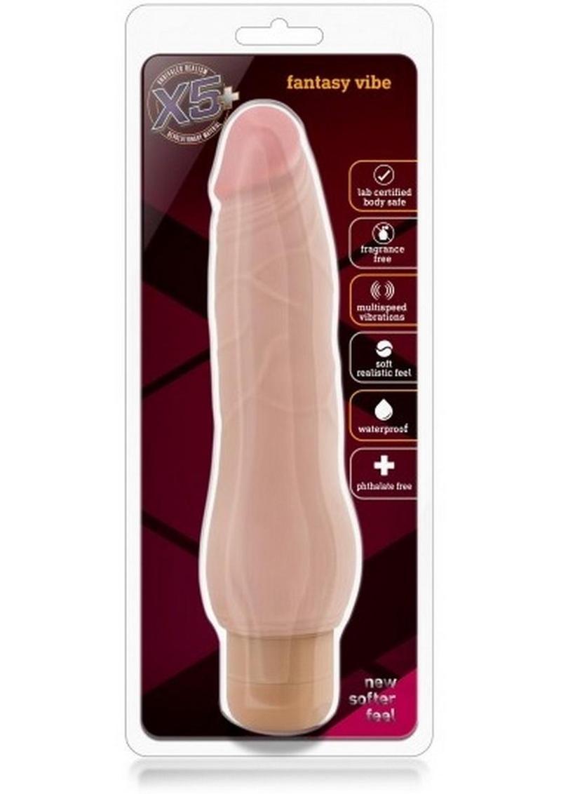 Consolador vibrador X5 Fantasy resistente al agua color piel de 8,75 pulgadas