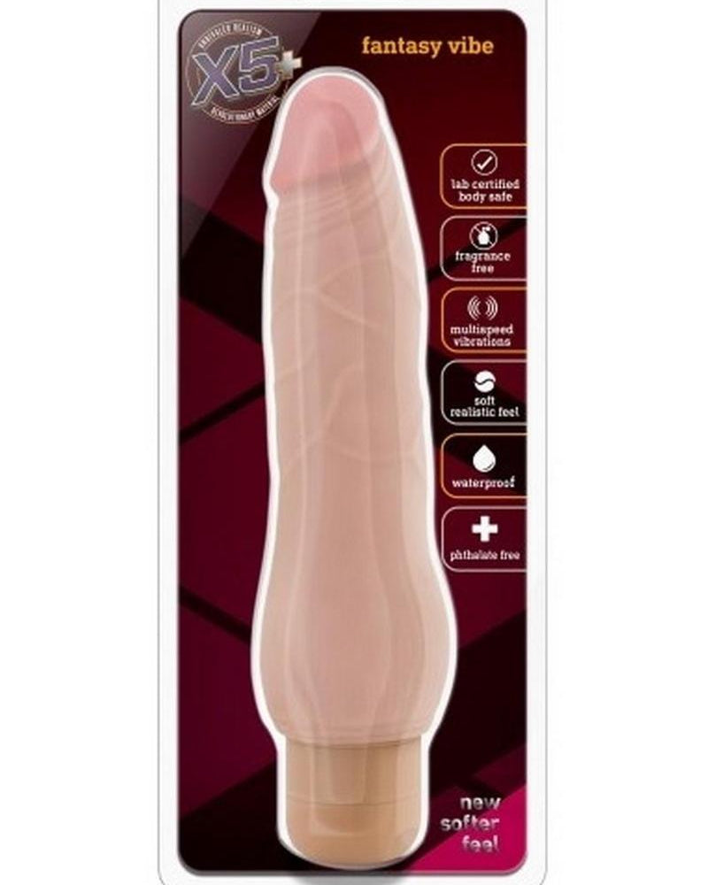 Consolador vibrador X5 Fantasy resistente al agua color piel de 8,75 pulgadas
