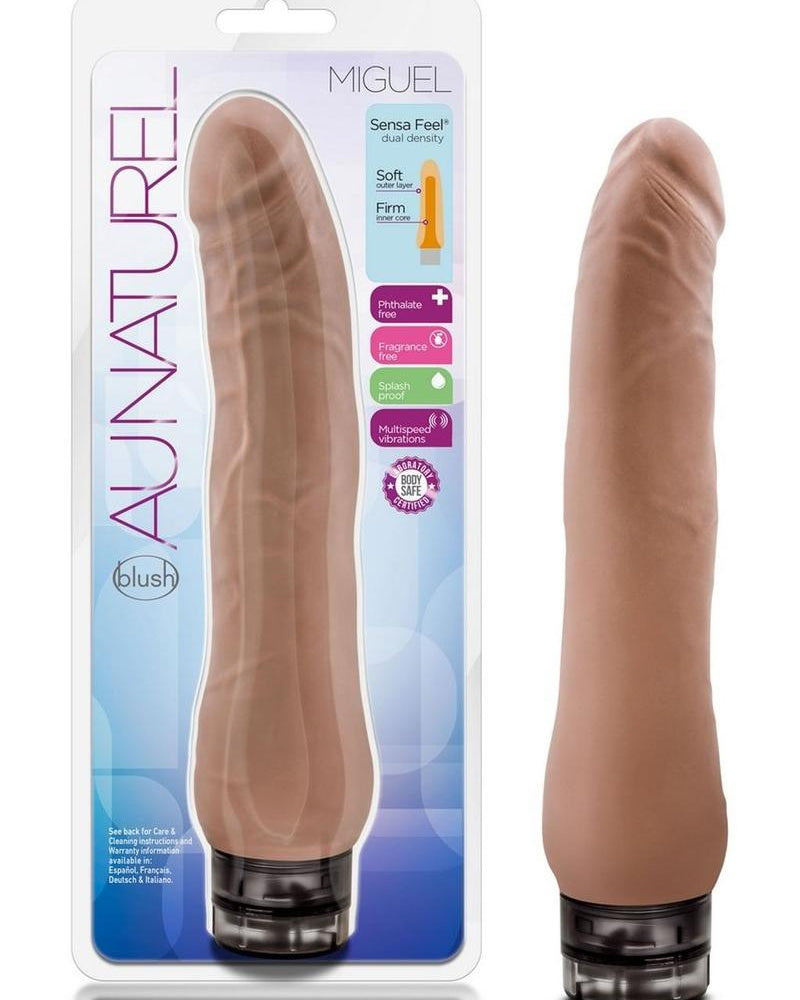 Au Naturel Miguel Latin Collection Vibrador realista resistente al agua marrón de 9 pulgadas
