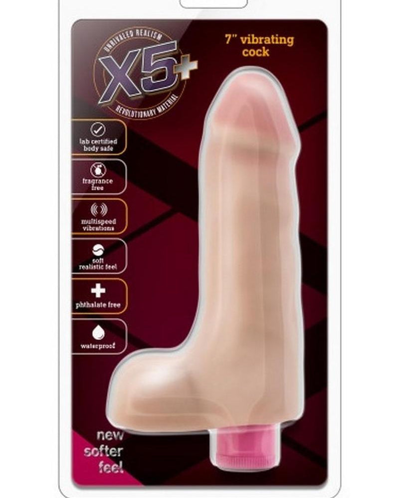 X5 Vibrating Cock Realistic Dildo Beige 7 Inch