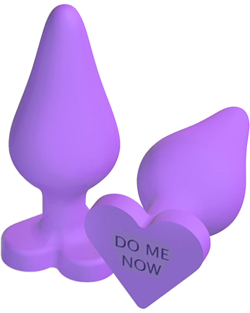Play With Me Naughty Candy Hearts Silicone Anal Plug Purple 3.5 Inch