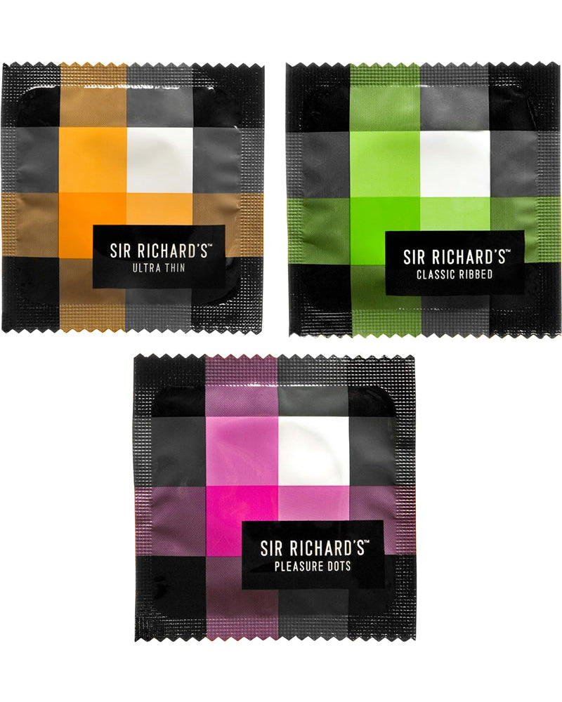 Condones de látex surtidos de la colección Sir Richards, 12 unidades por paquete