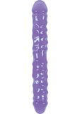 Jelly Rancher Rippled Double Dong morado de 12 pulgadas