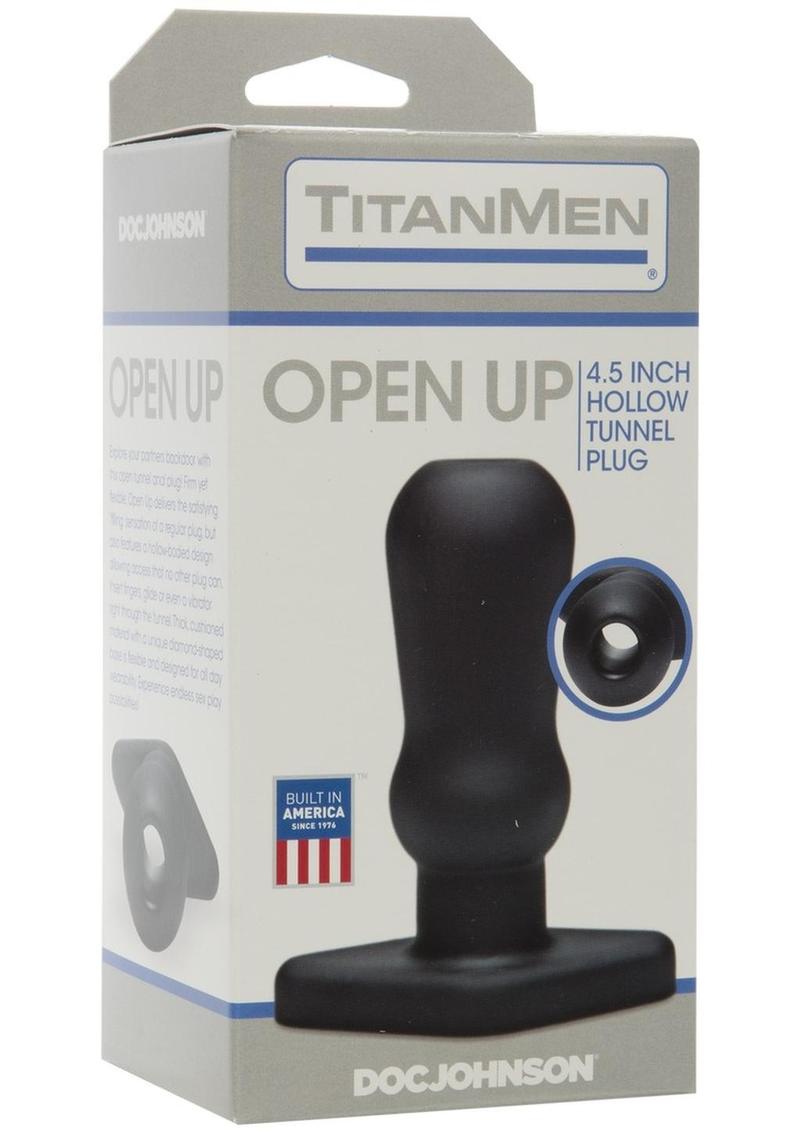 Tapón anal con túnel hueco abierto TitanMen, color negro, 4,5 pulgadas