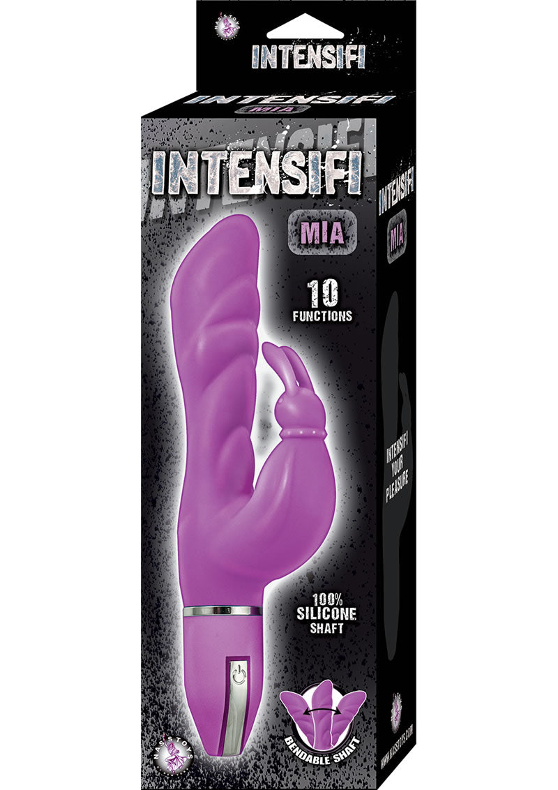 Vibrador de silicona Intensifi Mia de 10 funciones, resistente al agua, morado, 9,75 pulgadas