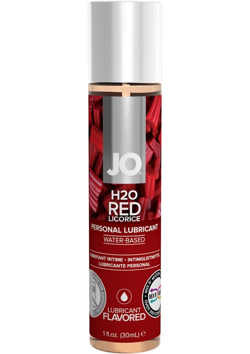 Lubricante personal a base de agua Jo H2O con sabor a regaliz rojo, 1 onza, 12 unidades por expositor