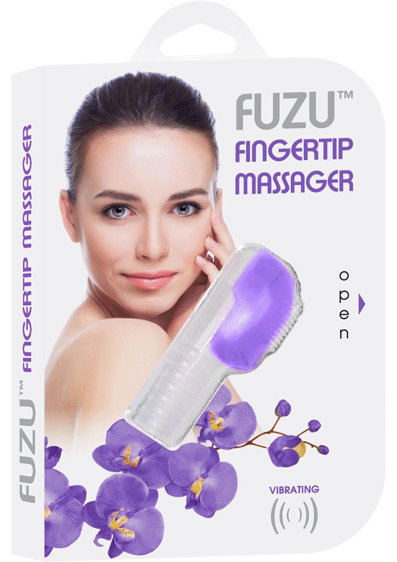 Masajeador de dedos Fuzu de silicona resistente al agua y color morado neón
