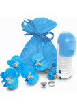 Masajeador de dedos Fuzu de silicona resistente al agua en color azul neón