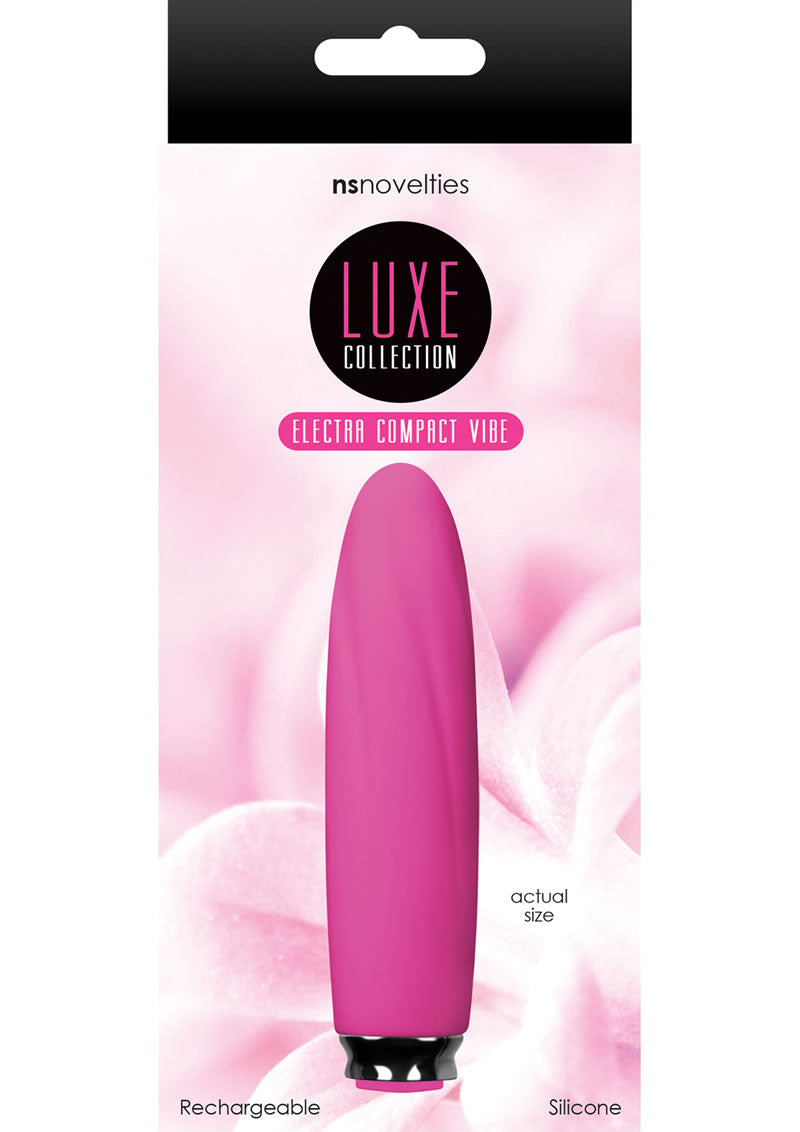 Luxe Collection Electra Textured Silicone Rechargeable Compact Vibe Waterproof Pink 4.25 Inch