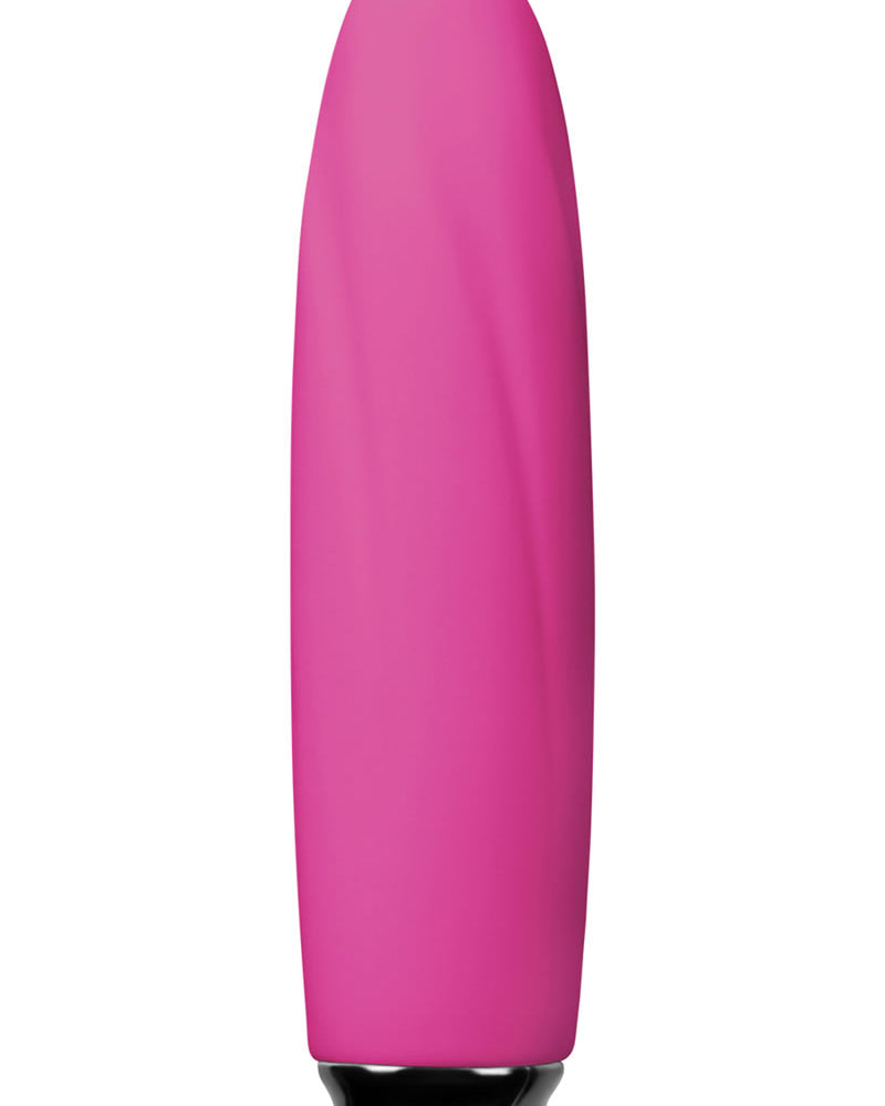 Vibrador compacto recargable de silicona texturizada Luxe Collection Electra, resistente al agua, color rosa, 4,25 pulgadas