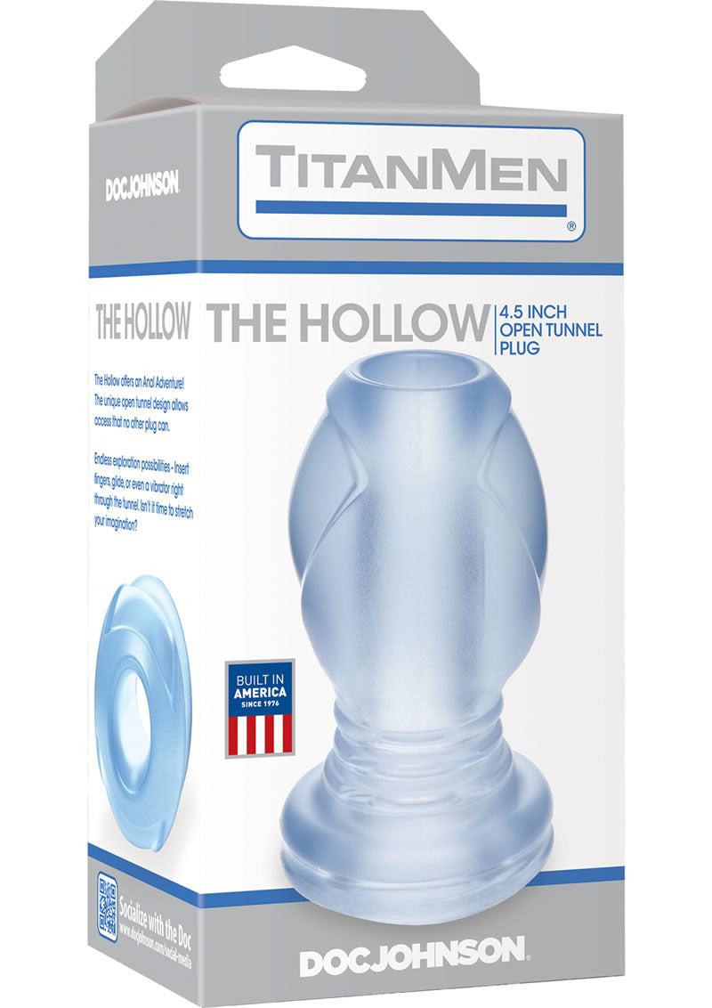 Tapón anal transparente con túnel abierto hueco TitanMen de 4,5 pulgadas