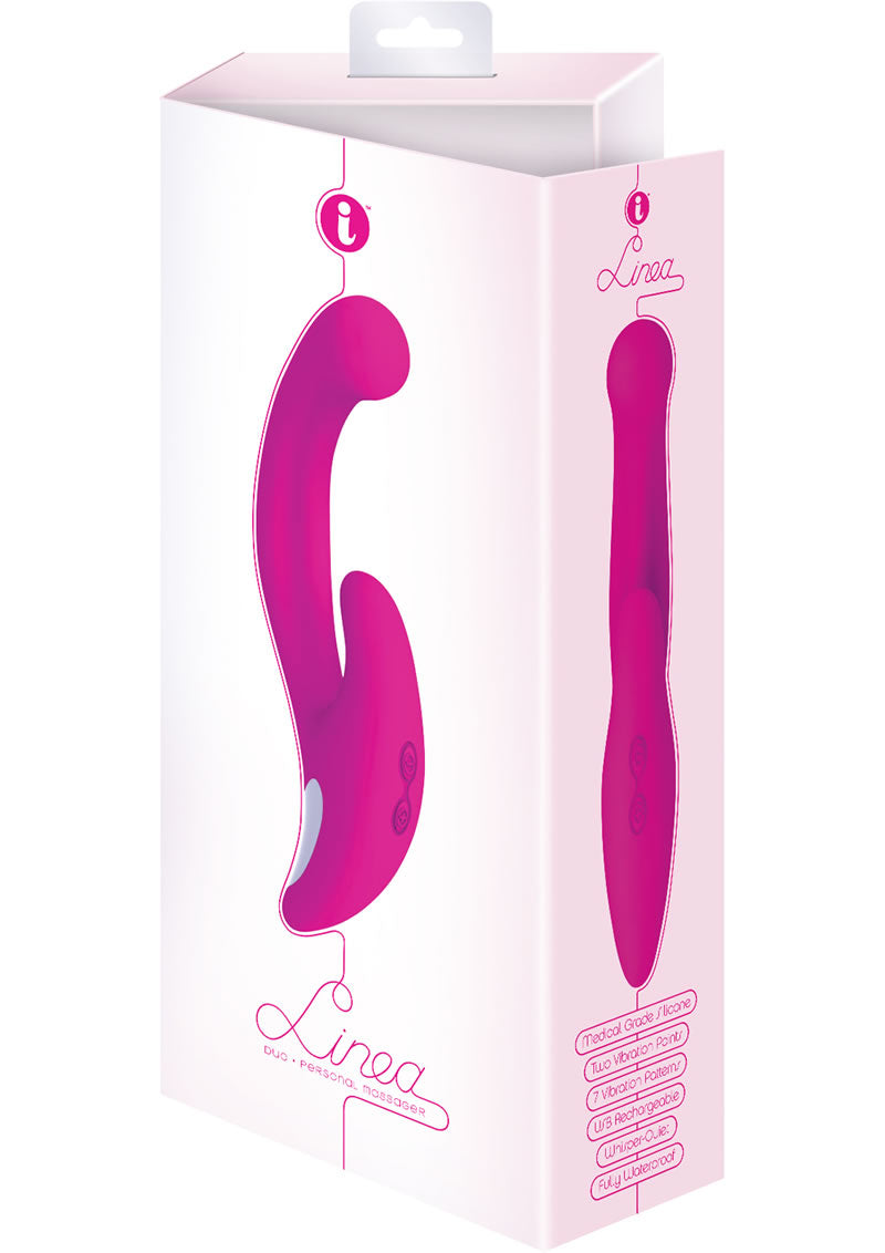 Masajeador personal Linea Duo de silicona resistente al agua, color rosa