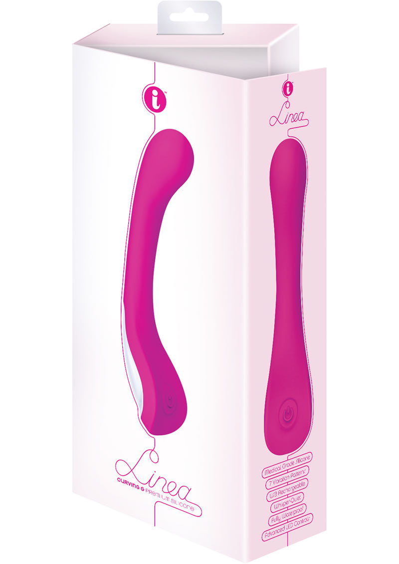 Masajeador personal Linea Curving G de silicona resistente al agua, color rosa