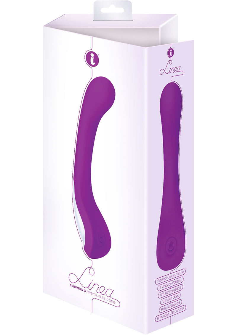 Masajeador personal Linea Curving G de silicona resistente al agua, color morado