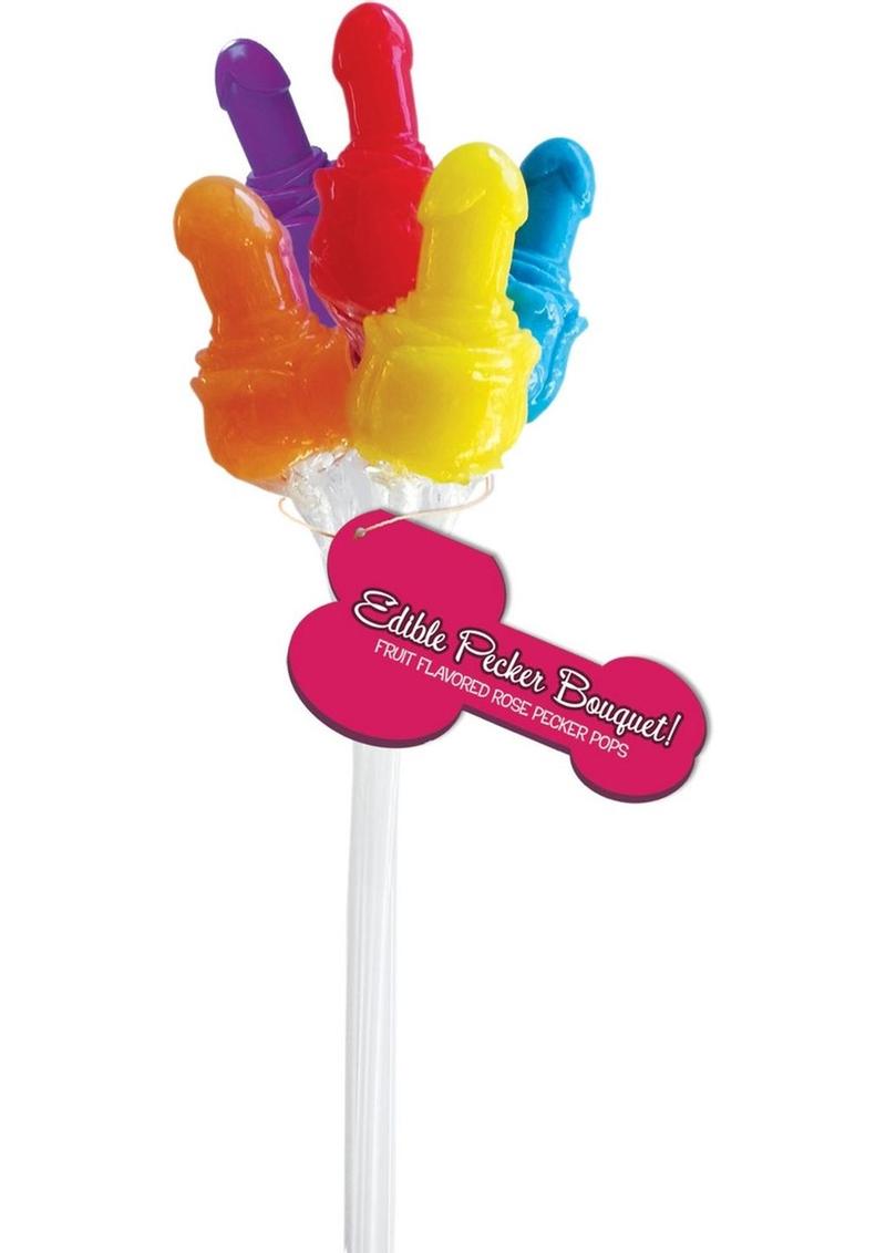 Edible Pecker Bouquet 6 Rose Pecker Pops Assorted Flavors 12 Bundle Per Display
