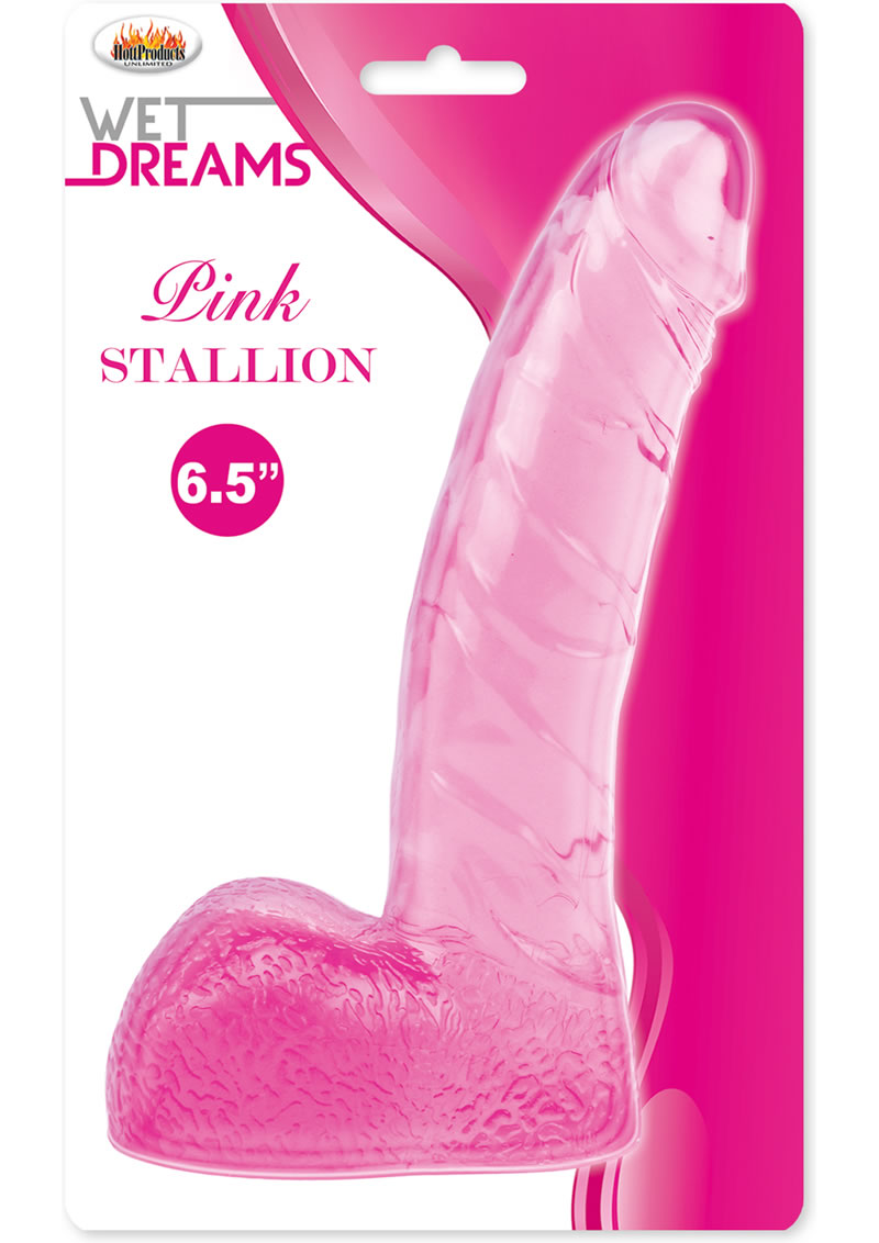 Consolador Wet Dreams Pink Stallion con bolas, color rosa, 6,5 pulgadas