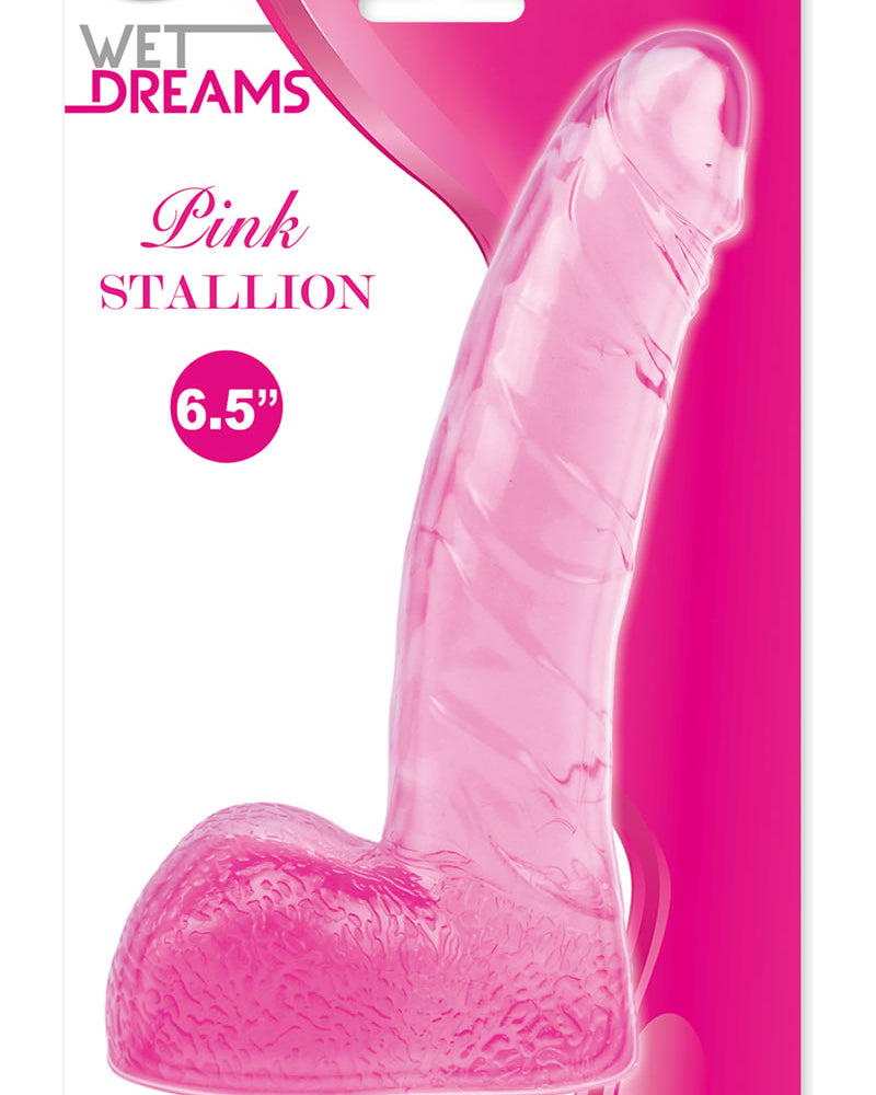 Wet Dreams Pink Stallion Dildo With Balls Pink 6.5 Inch