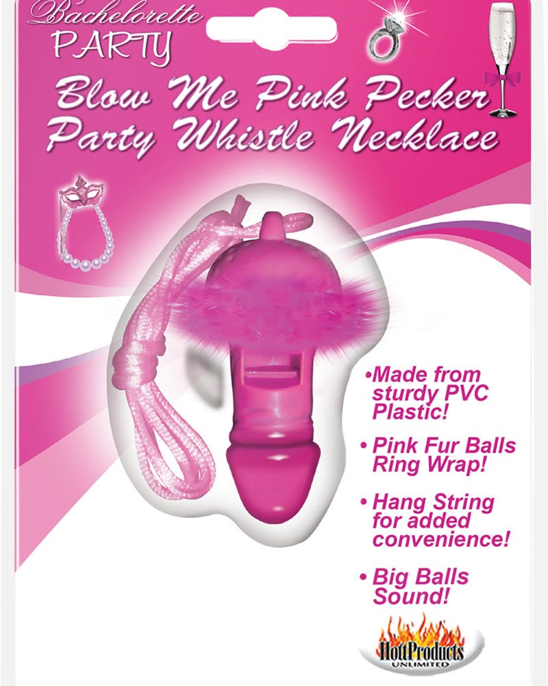 Bachelorette Party Blow Me Pecker Whistle Necklace Pink