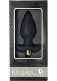 Butt Throb - Tapón anal de silicona con vibración de 7 velocidades, resistente al agua, color negro, 3 pulgadas