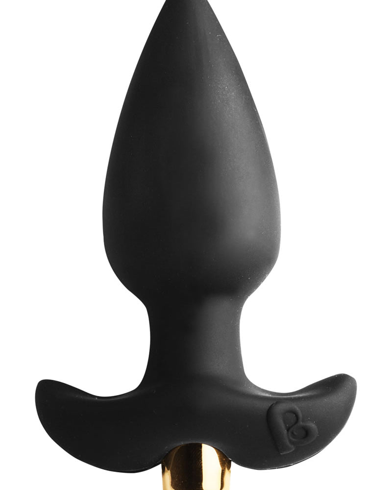 Butt Throb - Tapón anal de silicona con vibración de 7 velocidades, resistente al agua, color negro, 3 pulgadas