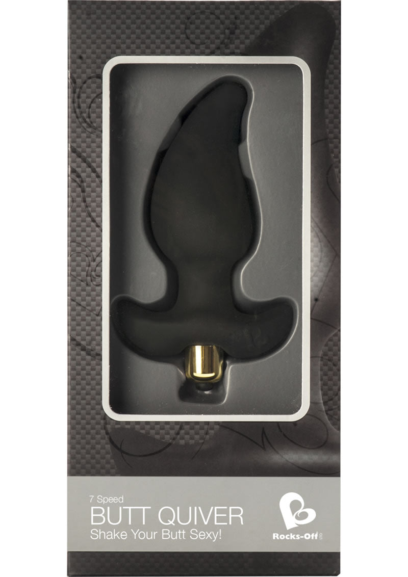 Butt Quiver 7 Speed Vibrating Silicone Anal Plug Waterproof Black 3 Inch