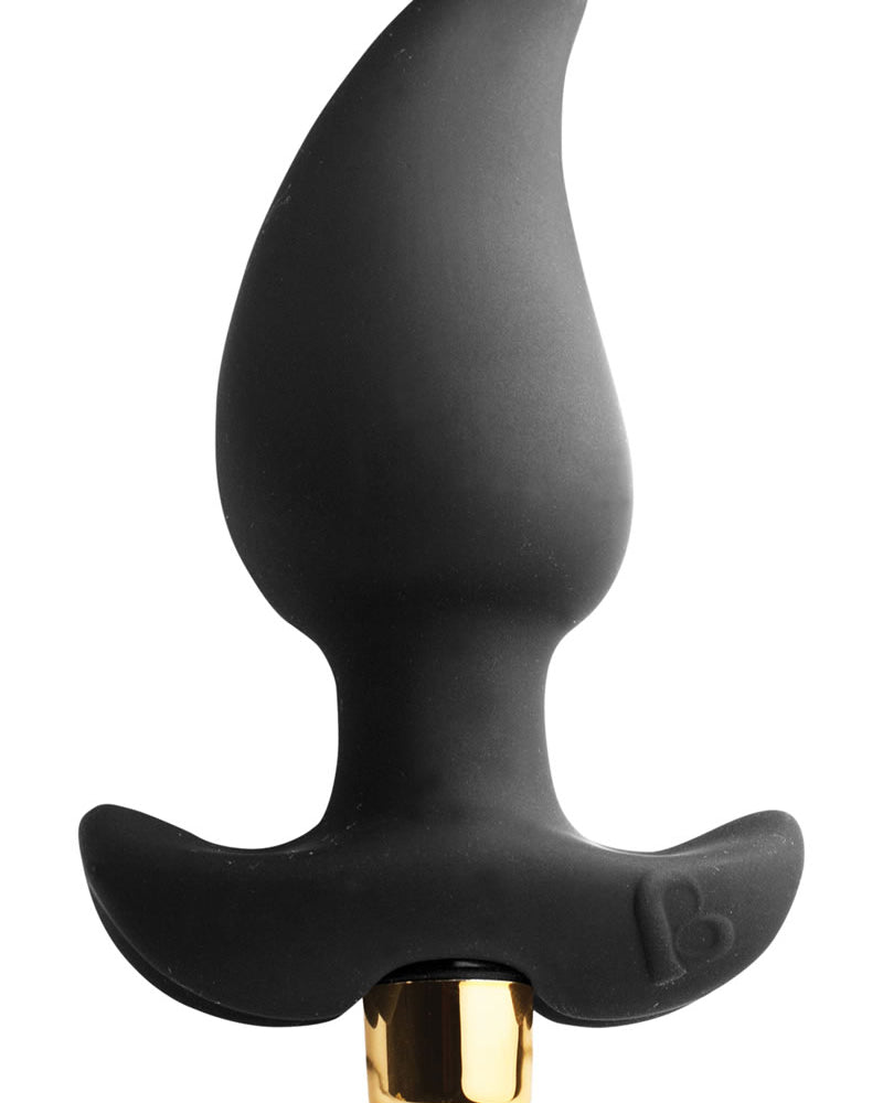 Butt Quiver - Tapón anal de silicona con vibración de 7 velocidades, resistente al agua, color negro, 3 pulgadas