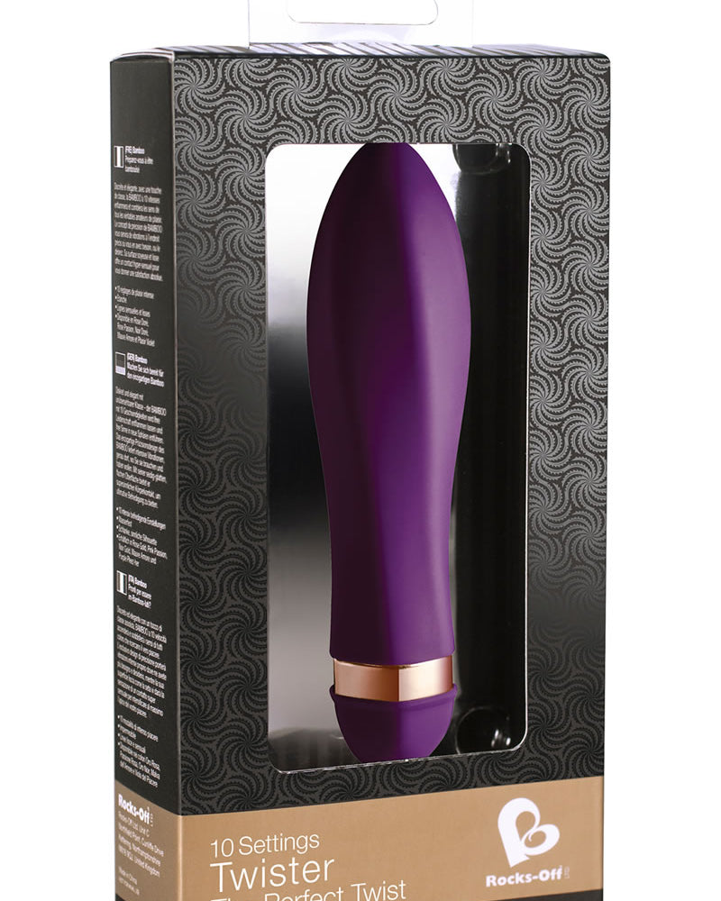 Mini vibrador Twisted Vibe impermeable morado de Rocks Off