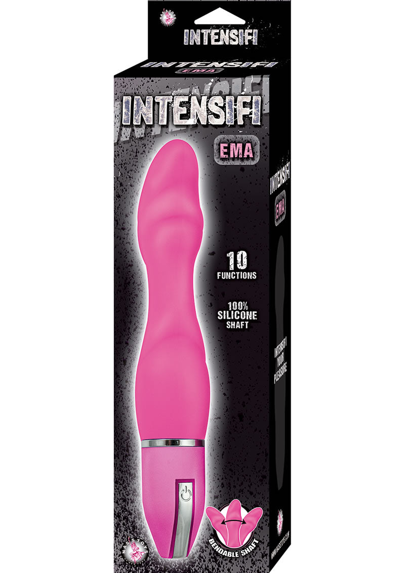 Vibrador de silicona Intensifi Ema resistente al agua, color rosa, 11 pulgadas