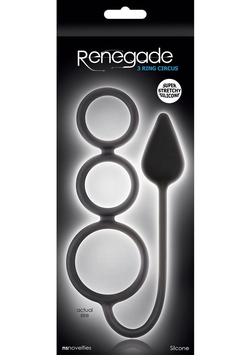 Renegade 3 Ring Circus Silicone Anal plug Cockring Black Small