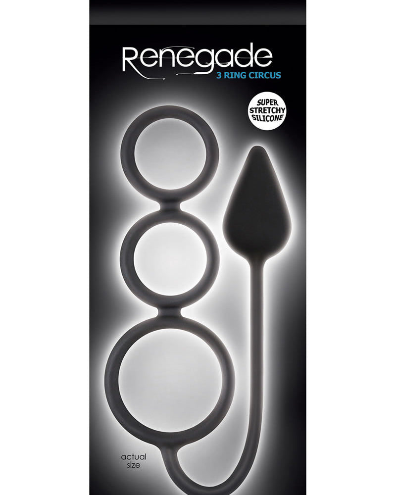 Renegade 3 Ring Circus Silicone Anal plug Cockring Black Small