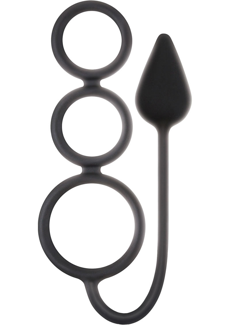 Renegade 3 Ring Circus Silicone Anal plug Cockring Black Small