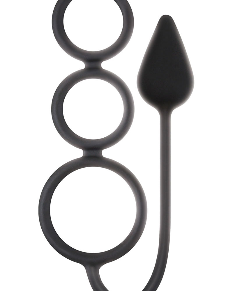 Renegade 3 Ring Circus Silicone Anal plug Cockring Black Small