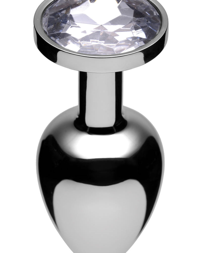 Tapón anal de acero cromado con detalles de joya de la serie Master