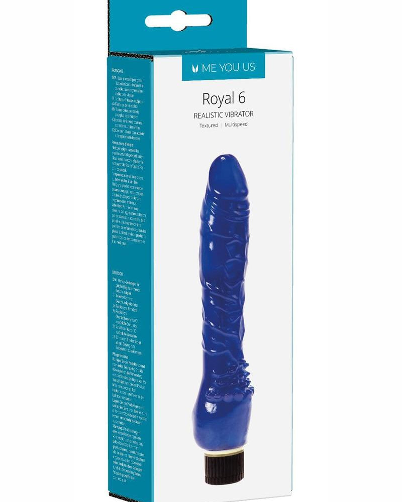 Vibrador realista Kinx Royal 6 resistente al agua, color azul, 6 pulgadas