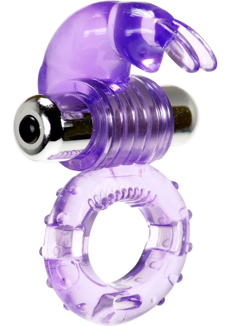 Anillo vibrador para el pene Linx Hopping Hare resistente al agua, morado