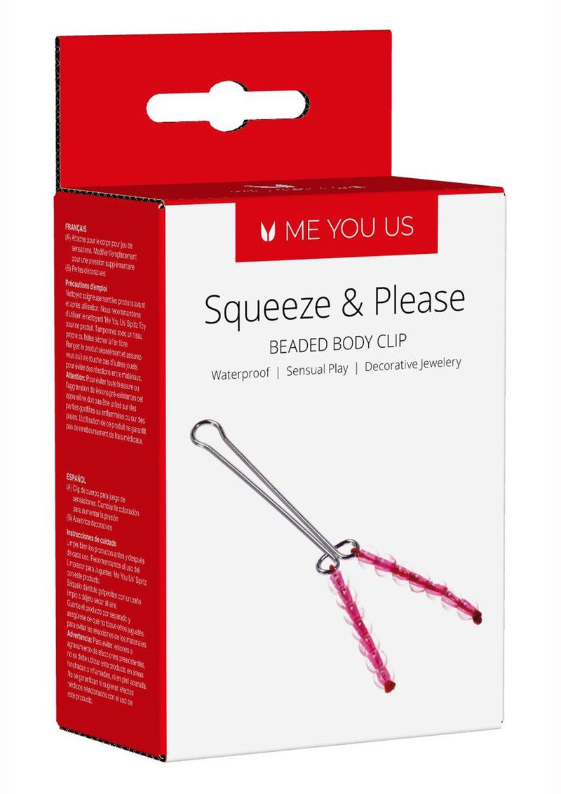 Kinx Squeeze and Please - Pinza para el cuerpo con cuentas, decorativa, para el clítoris, resistente al agua, color rosa