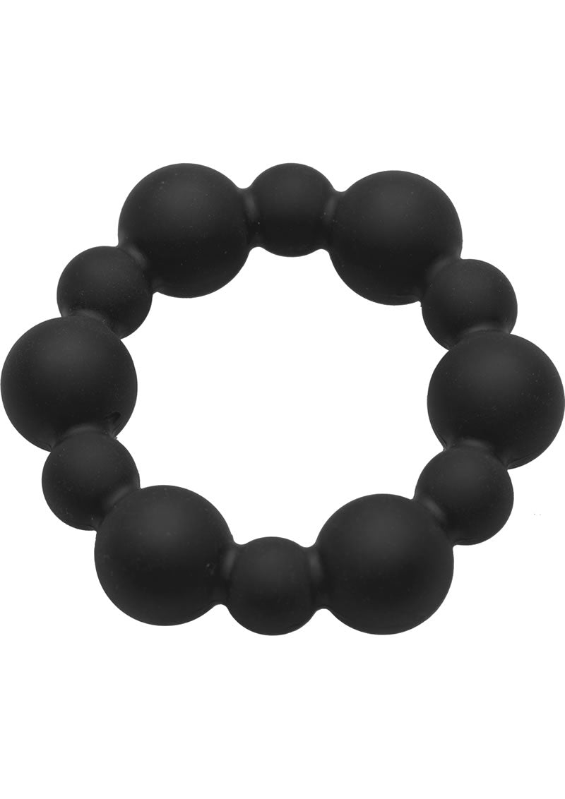 Anillo para el pene de silicona con cuentas Master Series Shadow 2, color negro, 2 pulgadas
